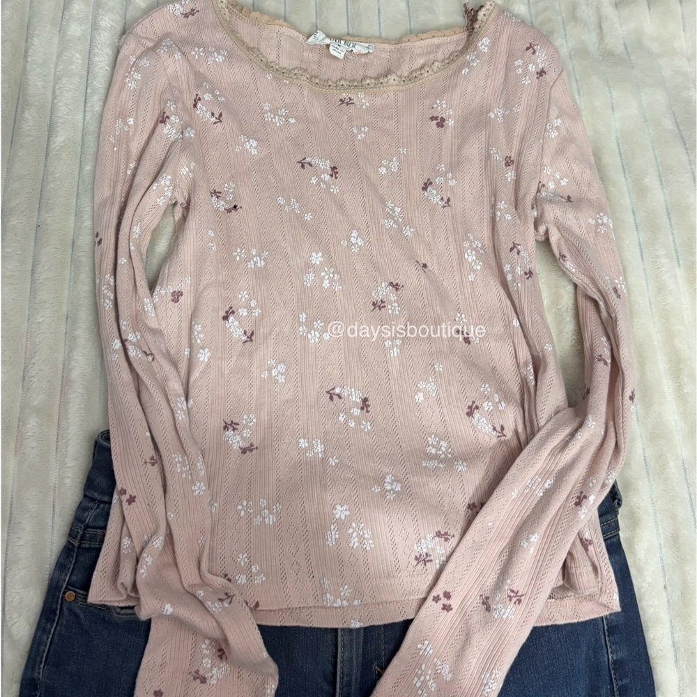 Pink Rose Long Sleeve Blouse